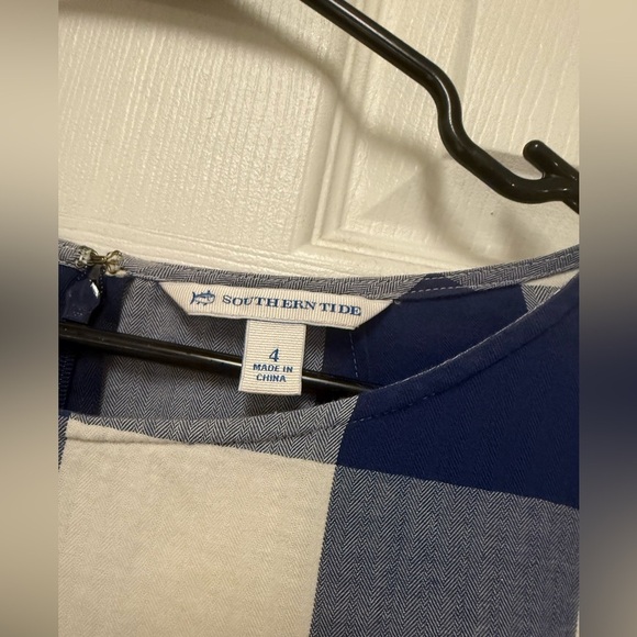 Southern Tide Jillian Peplum Blue Night Plaid Blouse - Picture 2 of 3